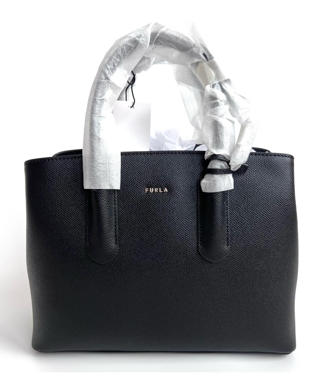 FURLA Черная кожаная сумка с короткими ручками, фото 3