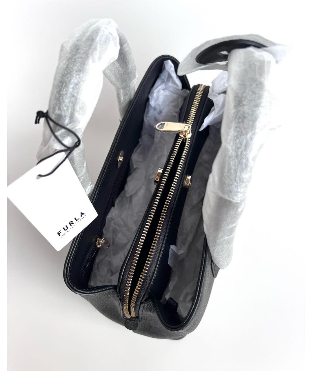 FURLA Черная кожаная сумка с короткими ручками, фото 4