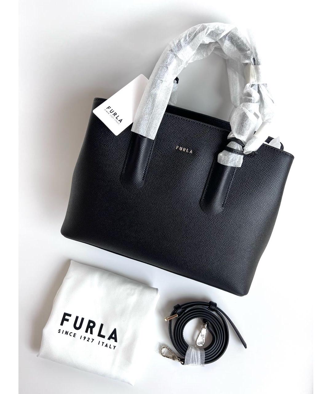 FURLA Черная кожаная сумка с короткими ручками, фото 6