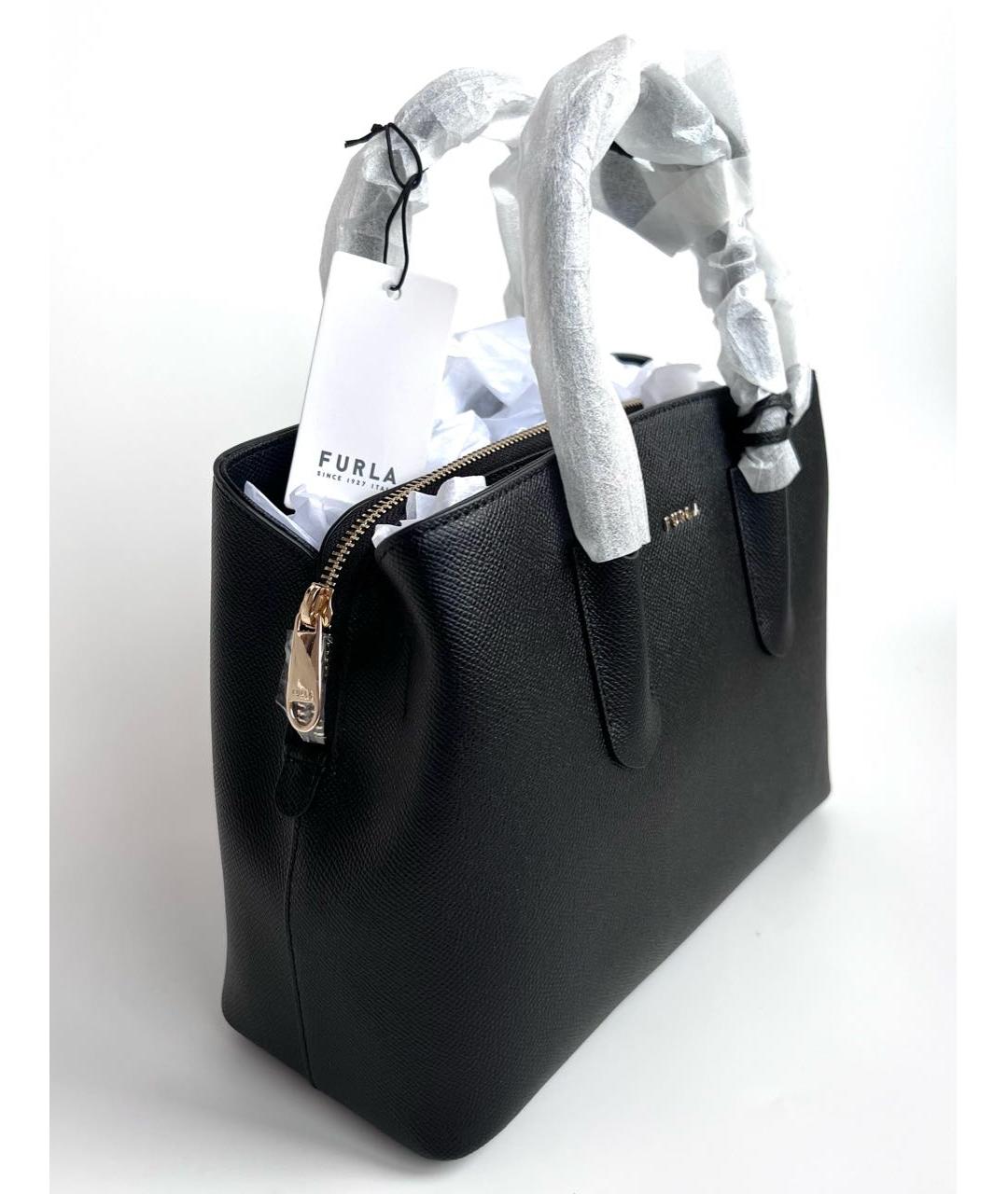 FURLA Черная кожаная сумка с короткими ручками, фото 7