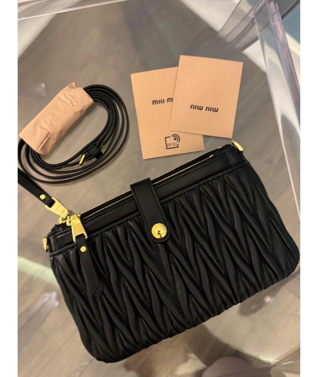 MIU MIU Черная кожаная сумка через плечо, фото 3