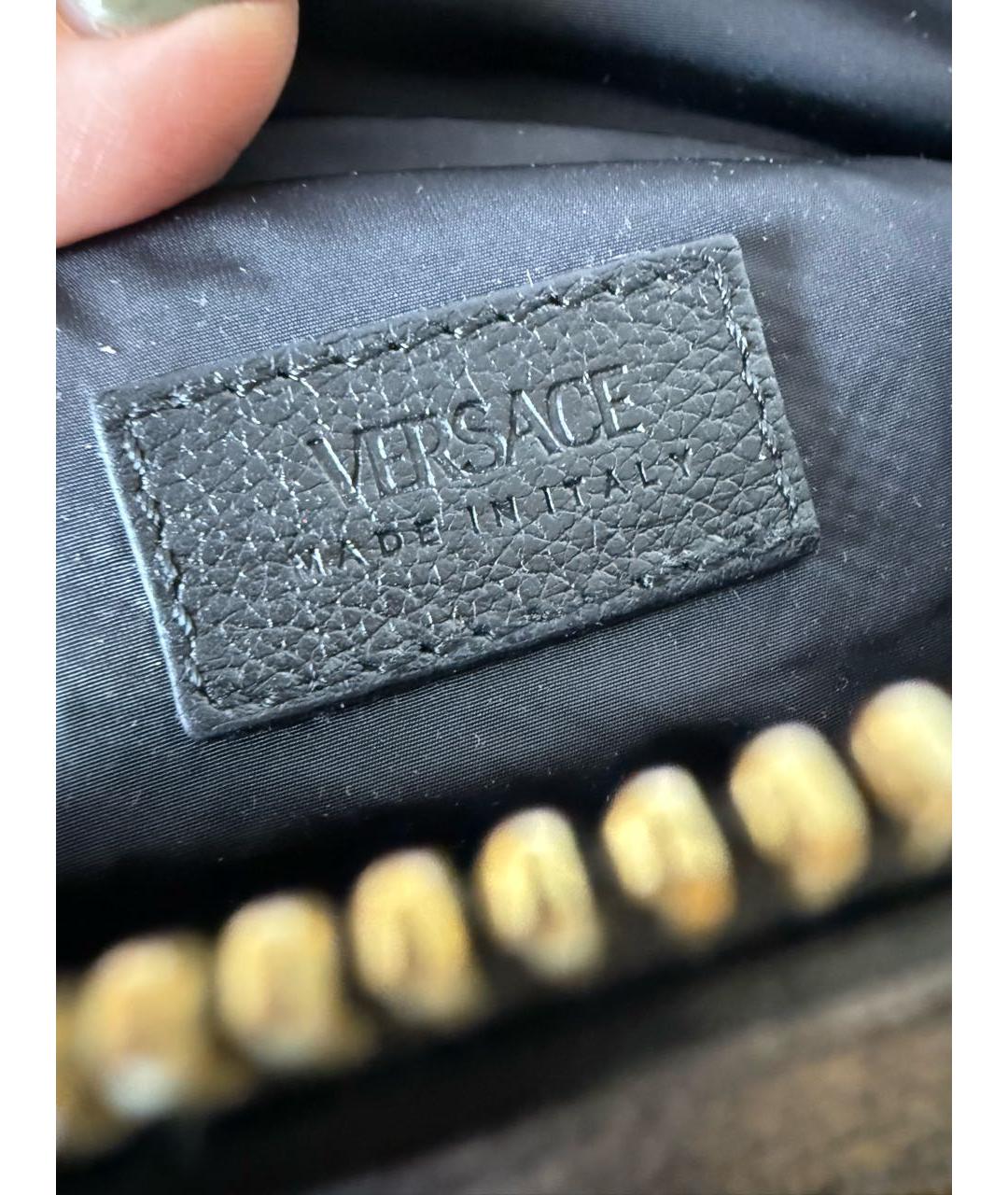 VERSACE Черная кожаная поясная сумка, фото 8