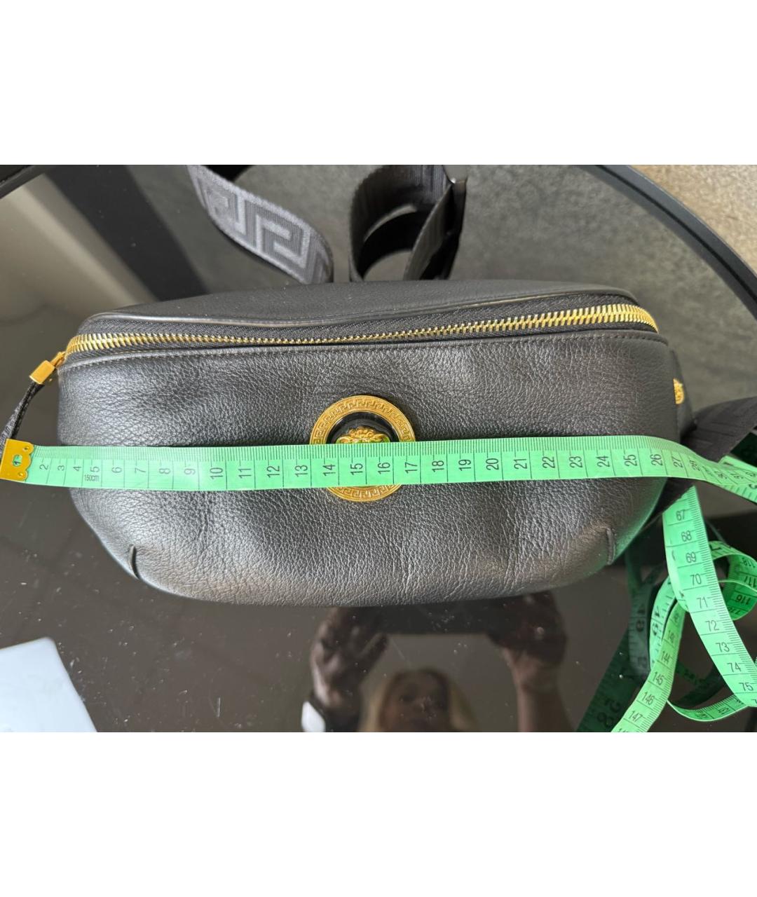 VERSACE Черная кожаная поясная сумка, фото 5