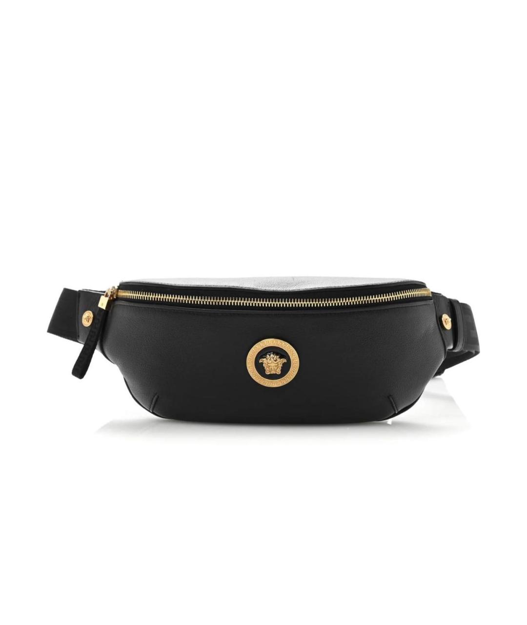 VERSACE Черная кожаная поясная сумка, фото 9