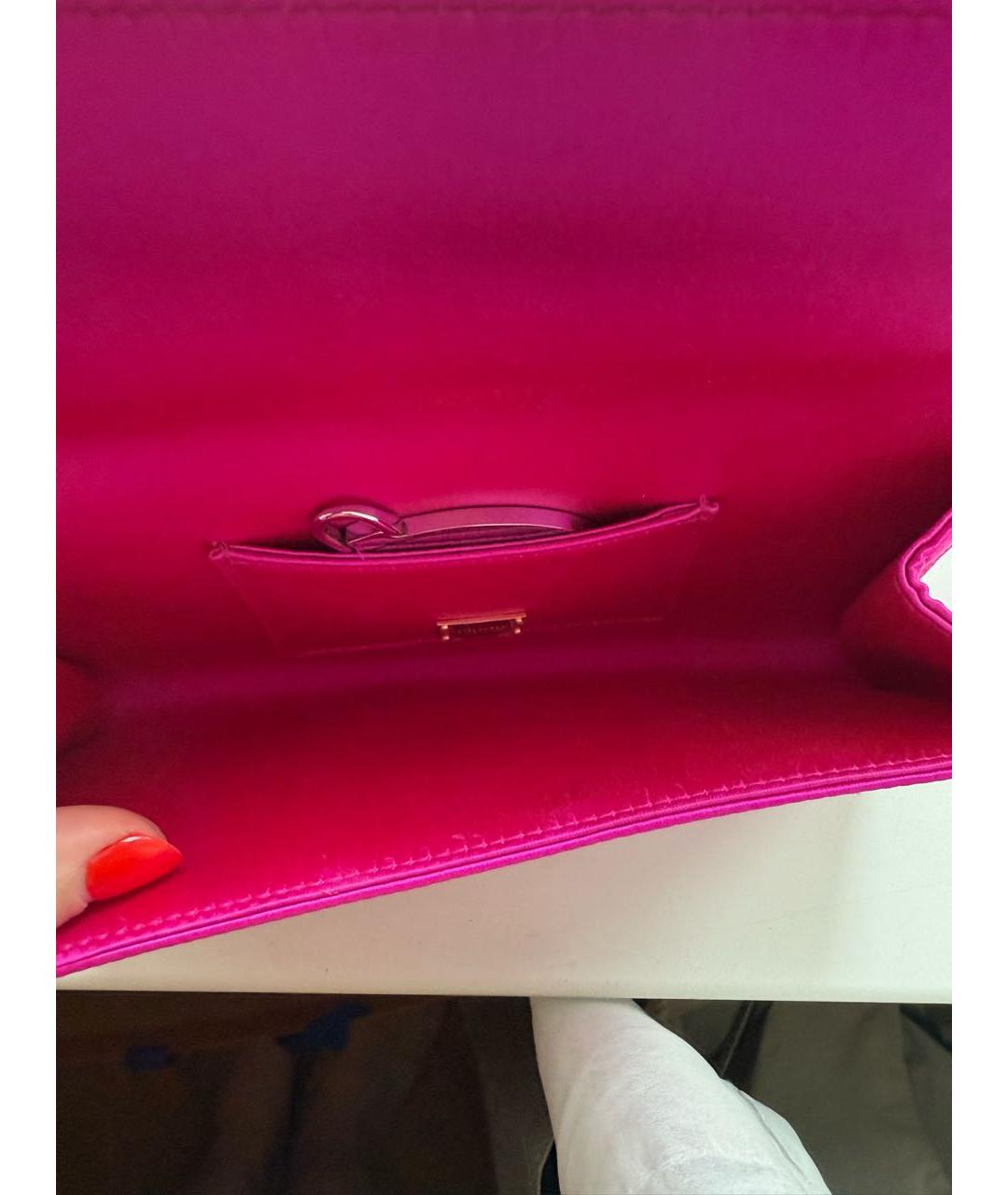 DOLCE&GABBANA Фуксия шелковая сумка с короткими ручками, фото 4