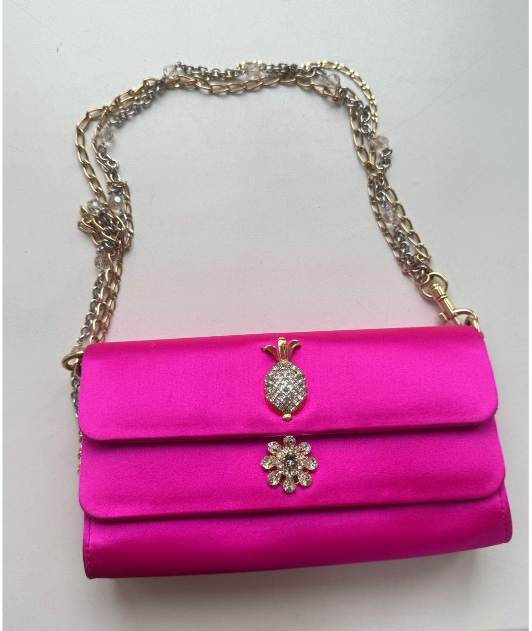 DOLCE&GABBANA Фуксия шелковая сумка с короткими ручками, фото 5