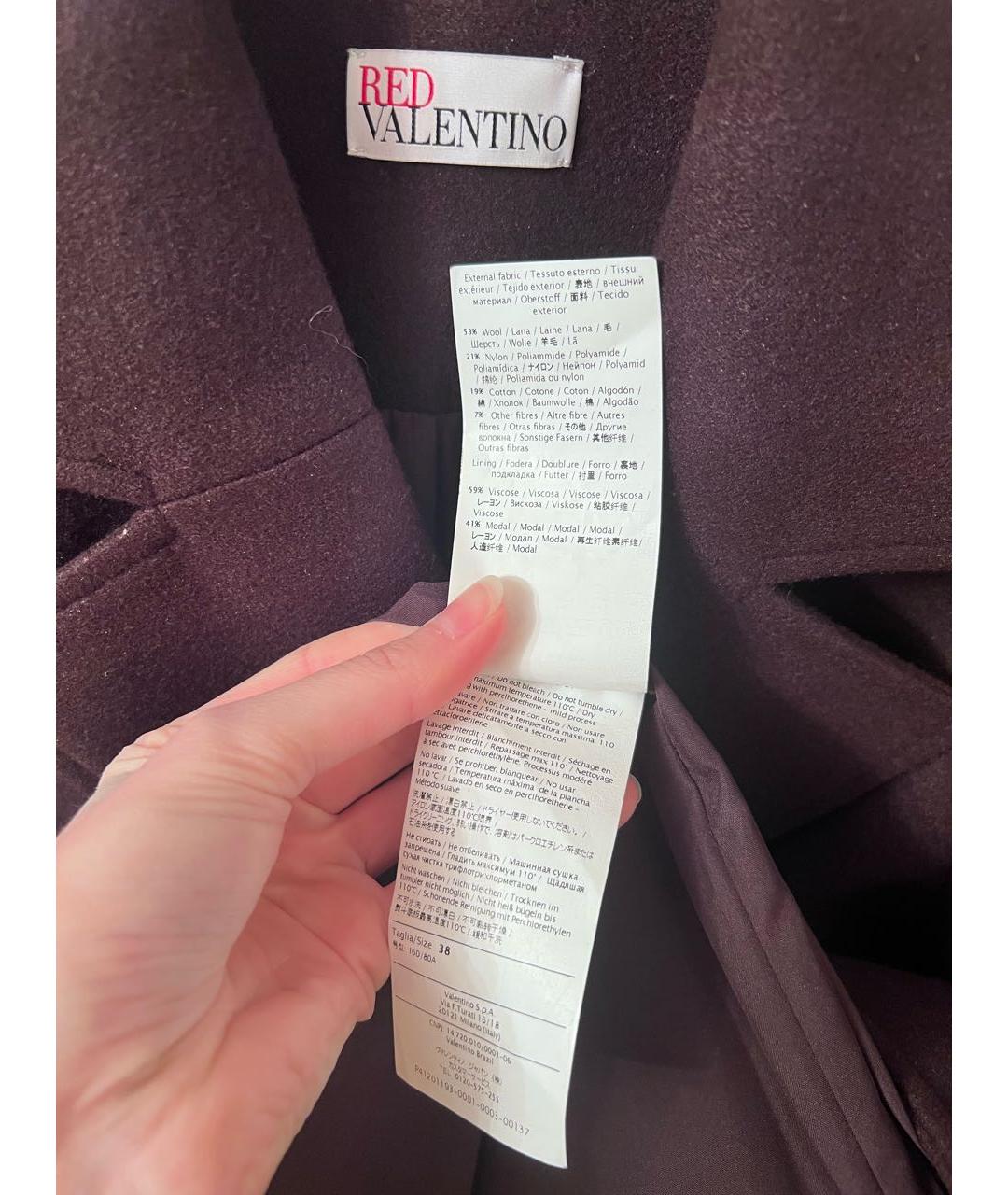 RED VALENTINO Коричневое шерстяное пальто, фото 3