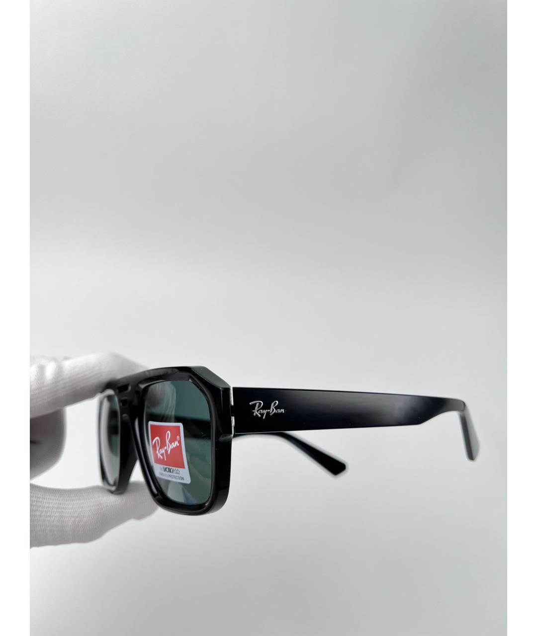 RAY BAN Черные пластиковые солнцезащитные очки, фото 4