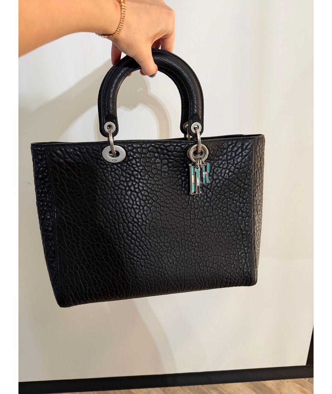 CHRISTIAN DIOR Черная кожаная сумка с короткими ручками, фото 8