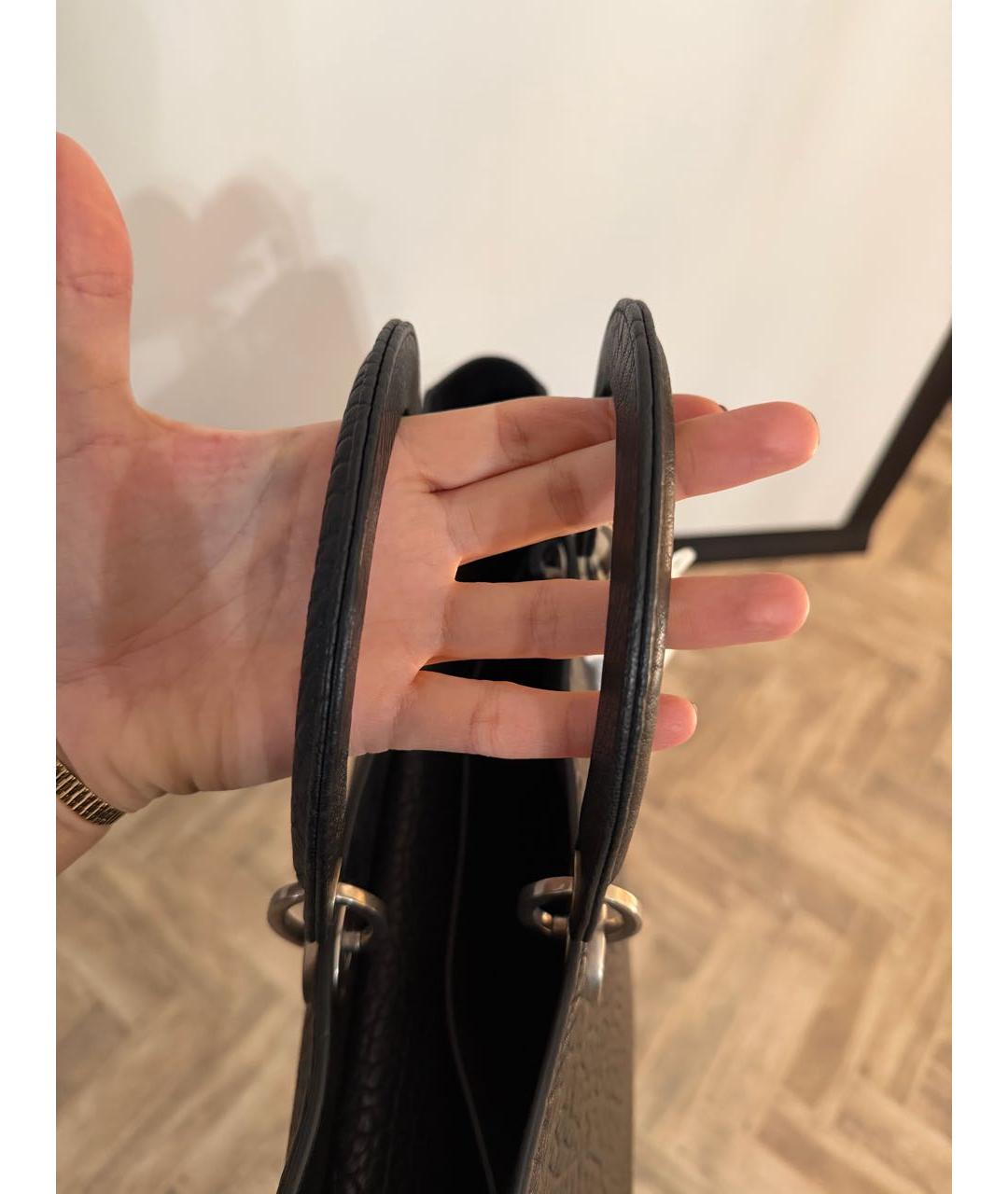 CHRISTIAN DIOR Черная кожаная сумка с короткими ручками, фото 6