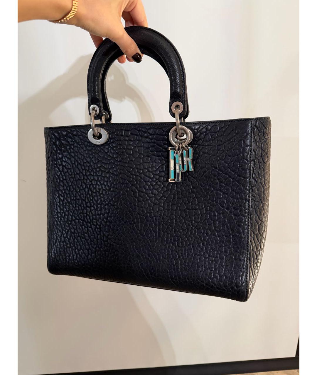 CHRISTIAN DIOR Черная кожаная сумка с короткими ручками, фото 7