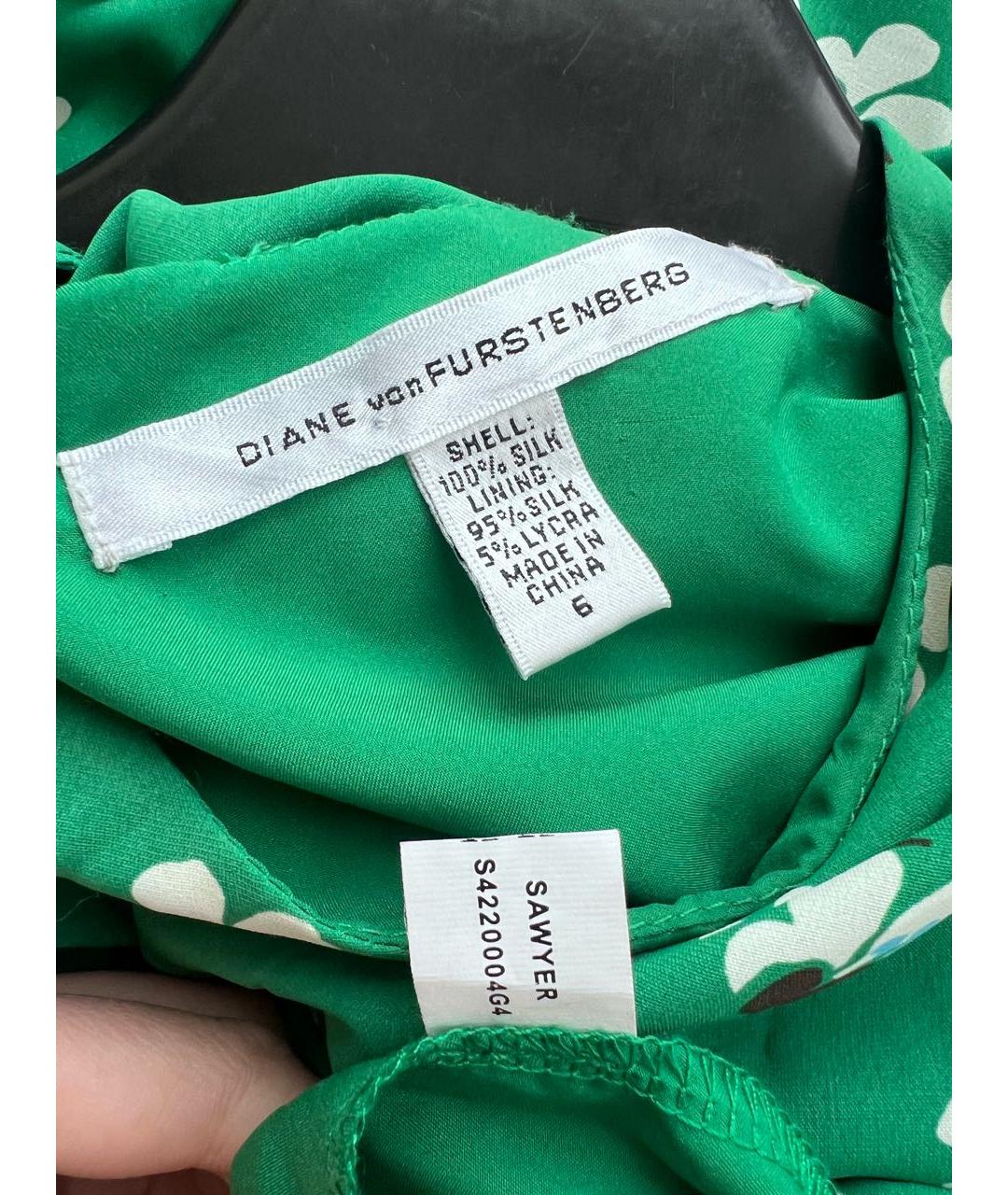 DIANE VON FURSTENBERG Зеленые шелковое повседневное платье, фото 3