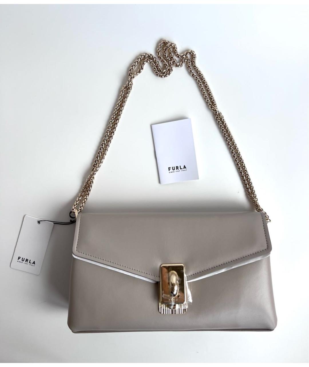 FURLA Серая кожаная сумка через плечо, фото 5