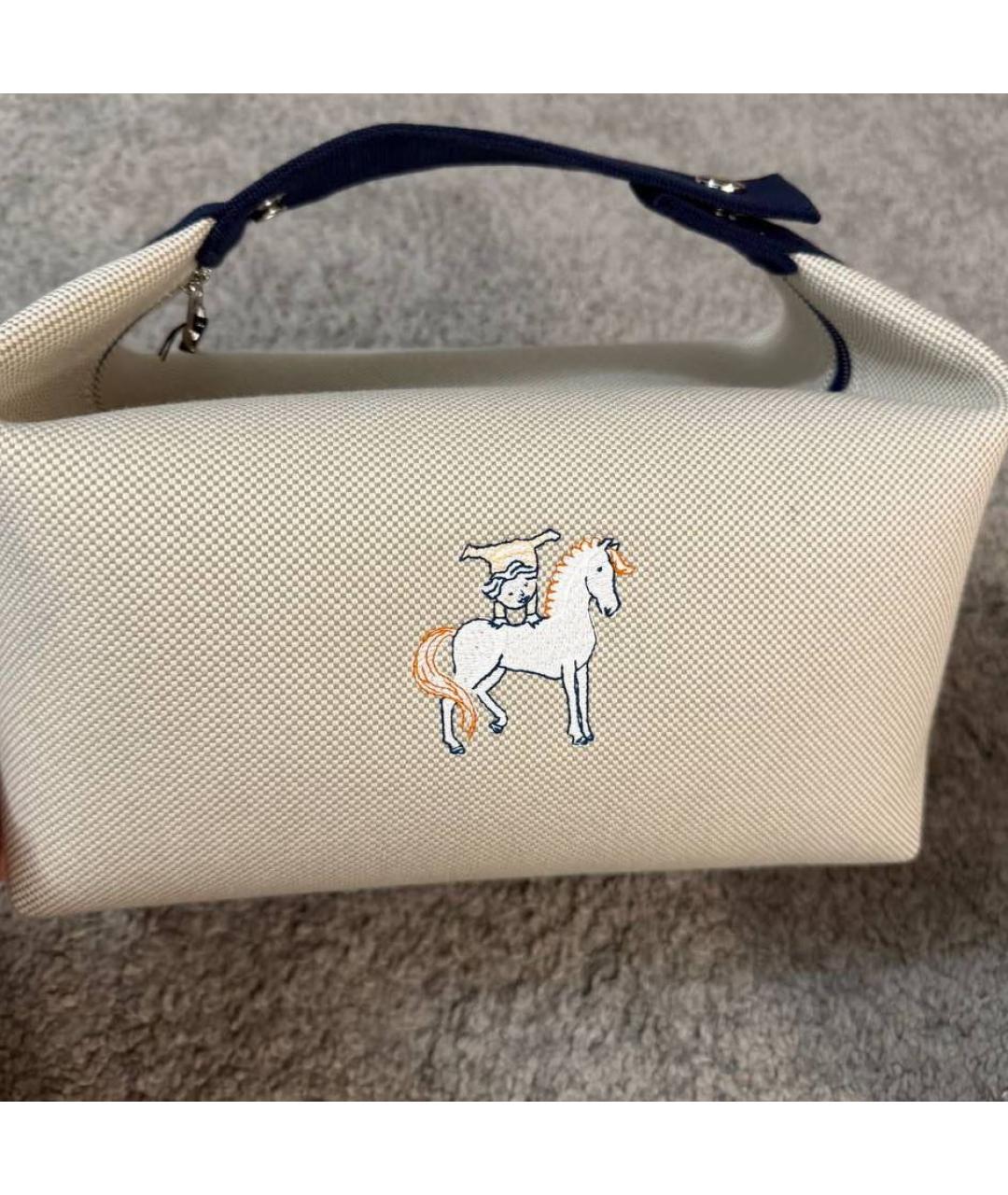 HERMES Серая тканевая косметичка, фото 2