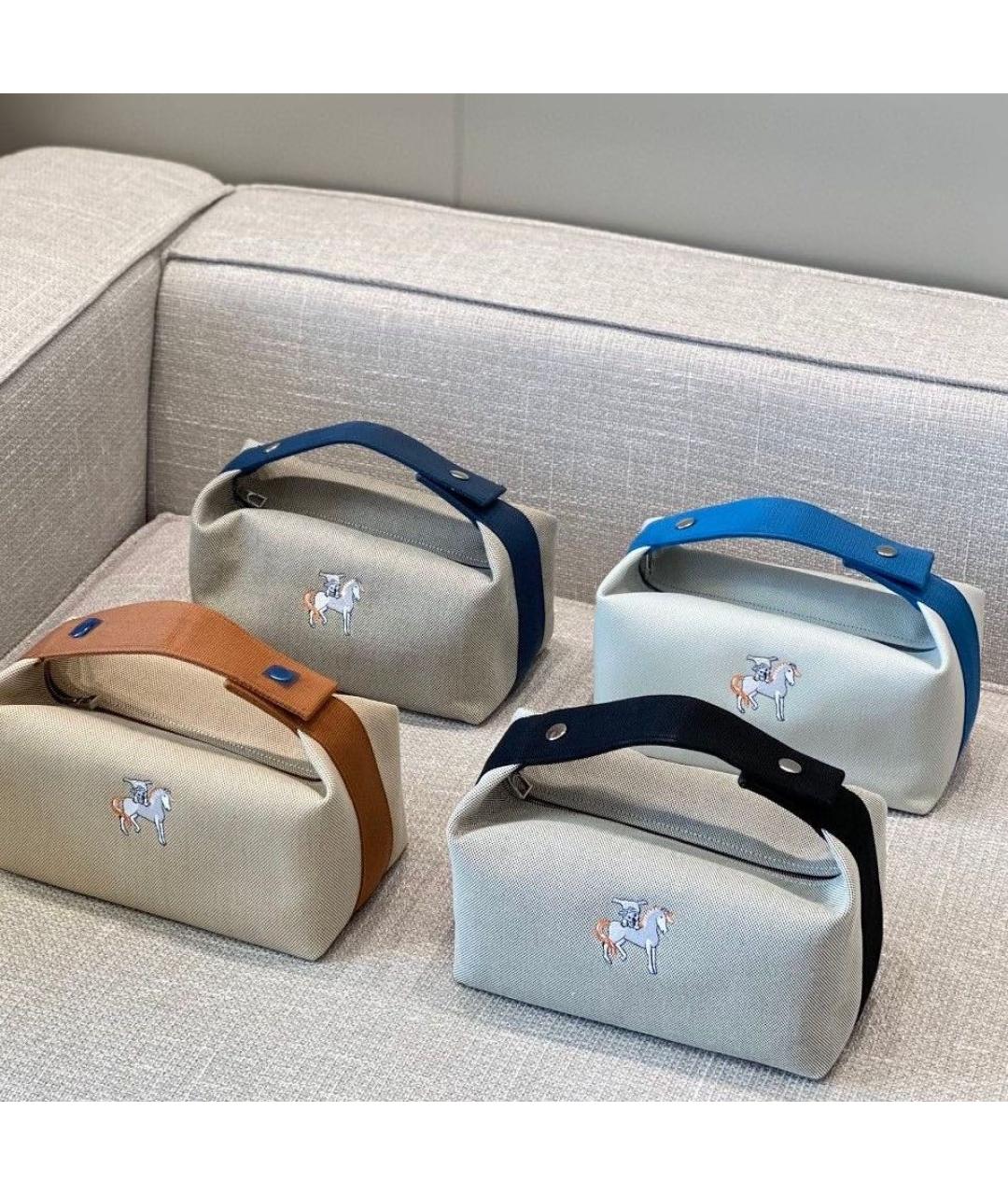 HERMES Серая тканевая косметичка, фото 3