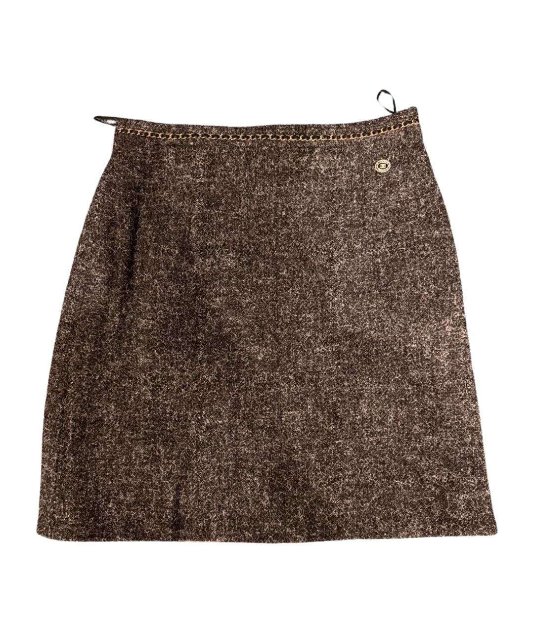 CHANEL Серая шерстяная юбка мини, фото 1