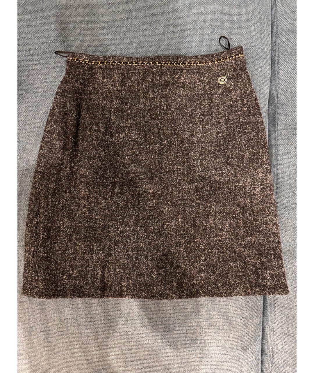CHANEL Серая шерстяная юбка мини, фото 5
