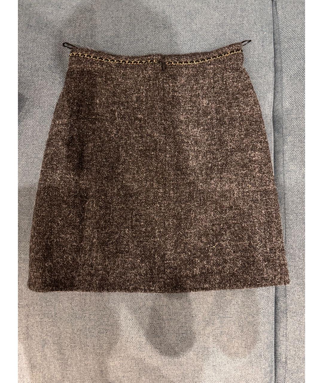 CHANEL Серая шерстяная юбка мини, фото 2