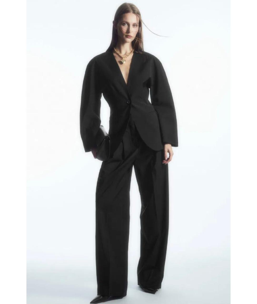 COS Черные шерстяные брюки широкие, фото 2