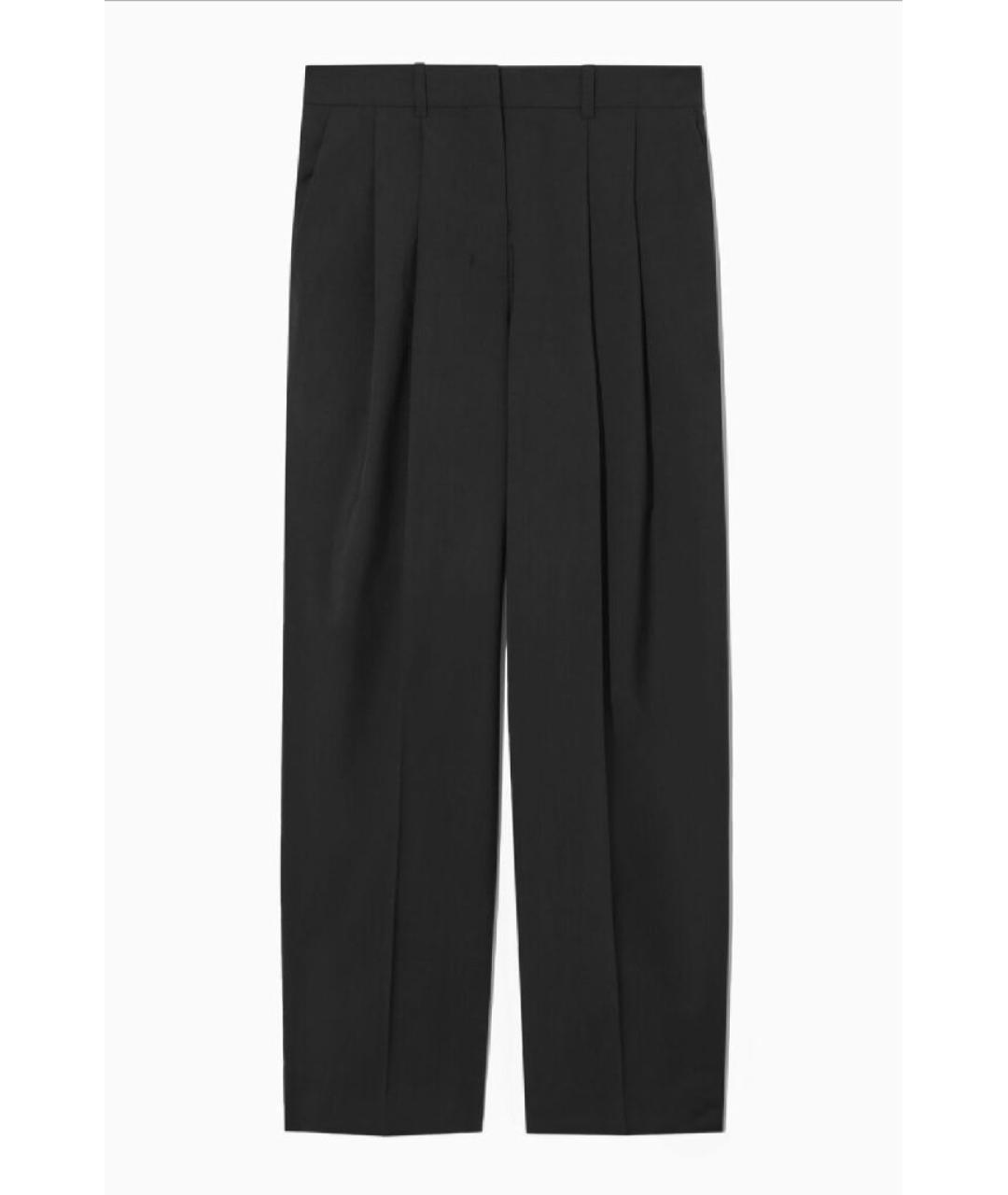 COS Черные шерстяные брюки широкие, фото 5