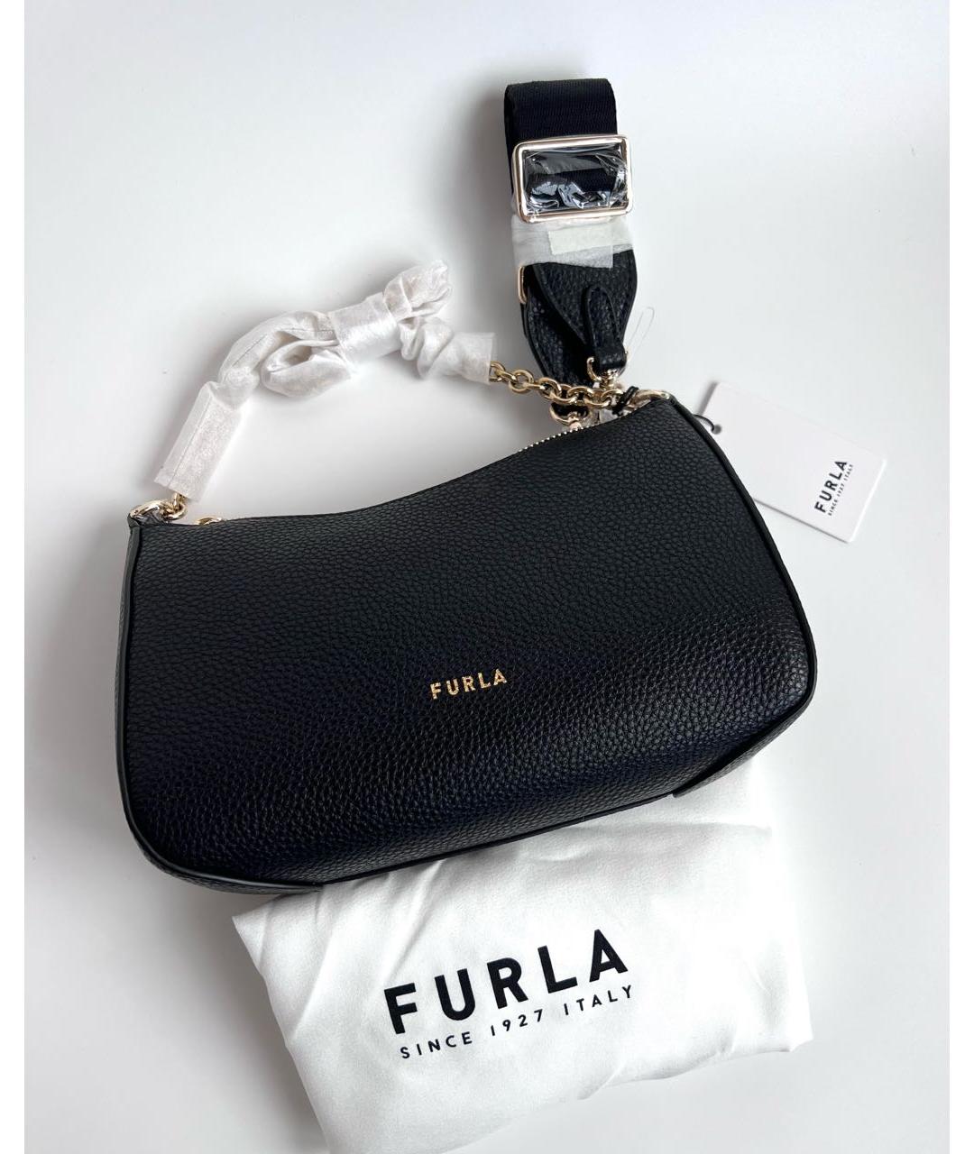 FURLA Черная кожаная сумка через плечо, фото 6