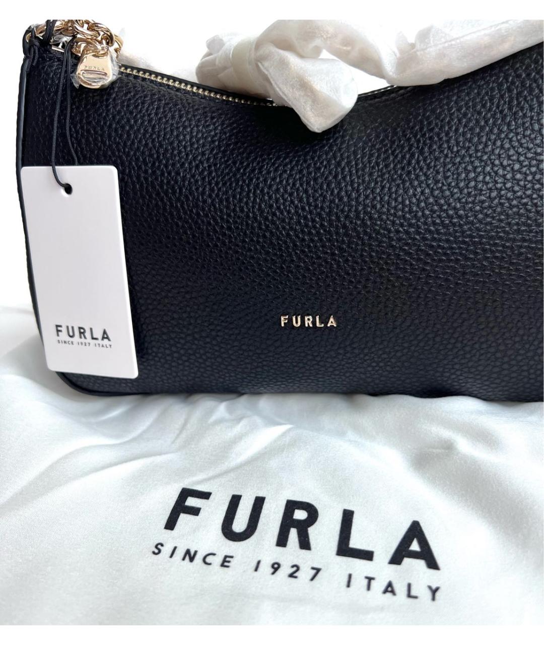 FURLA Черная кожаная сумка через плечо, фото 7
