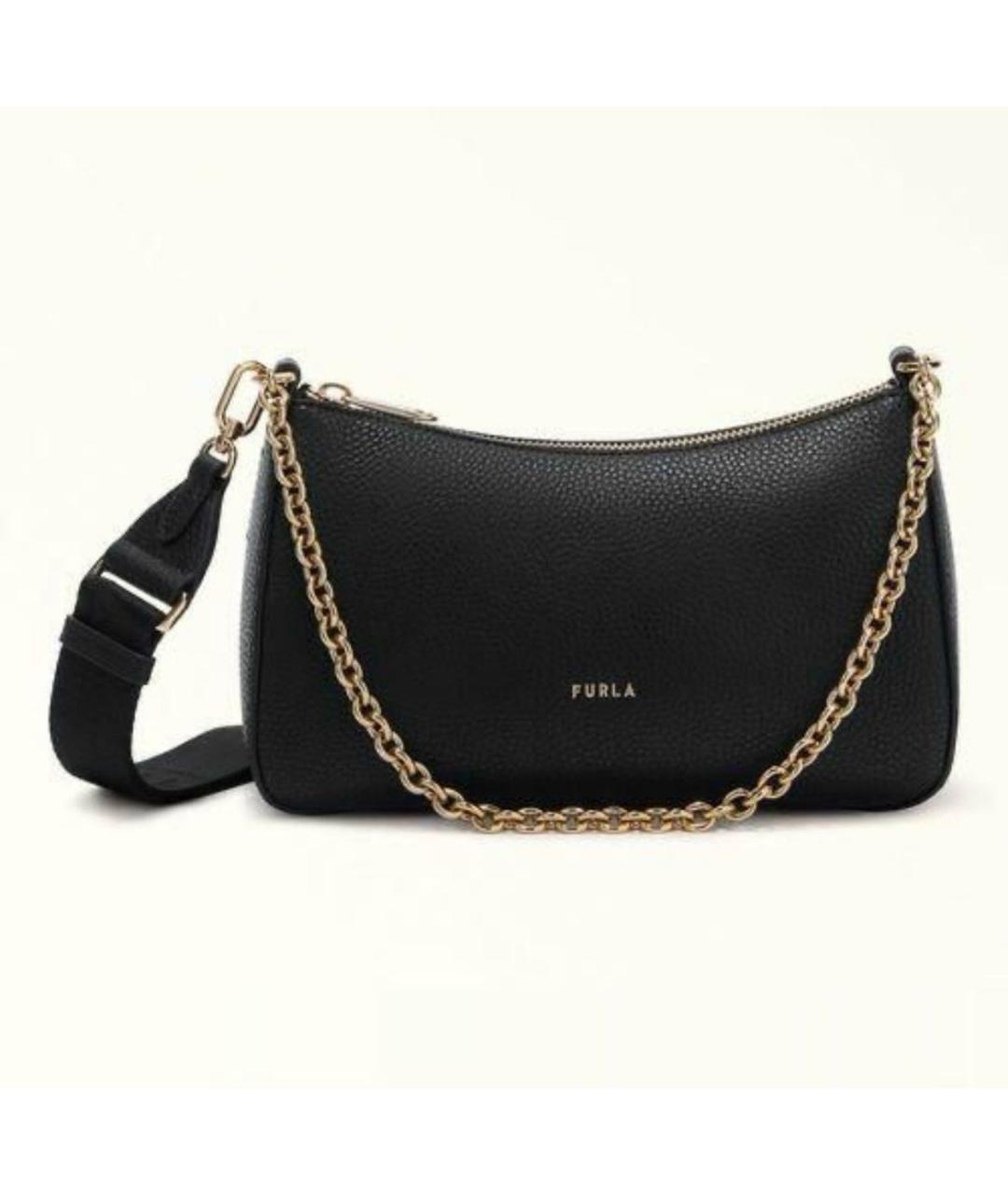 FURLA Черная кожаная сумка через плечо, фото 9