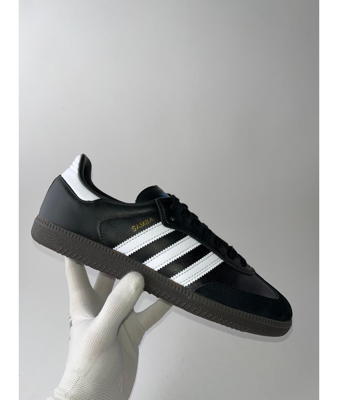 ADIDAS Черные кожаные низкие кроссовки / кеды, фото 3