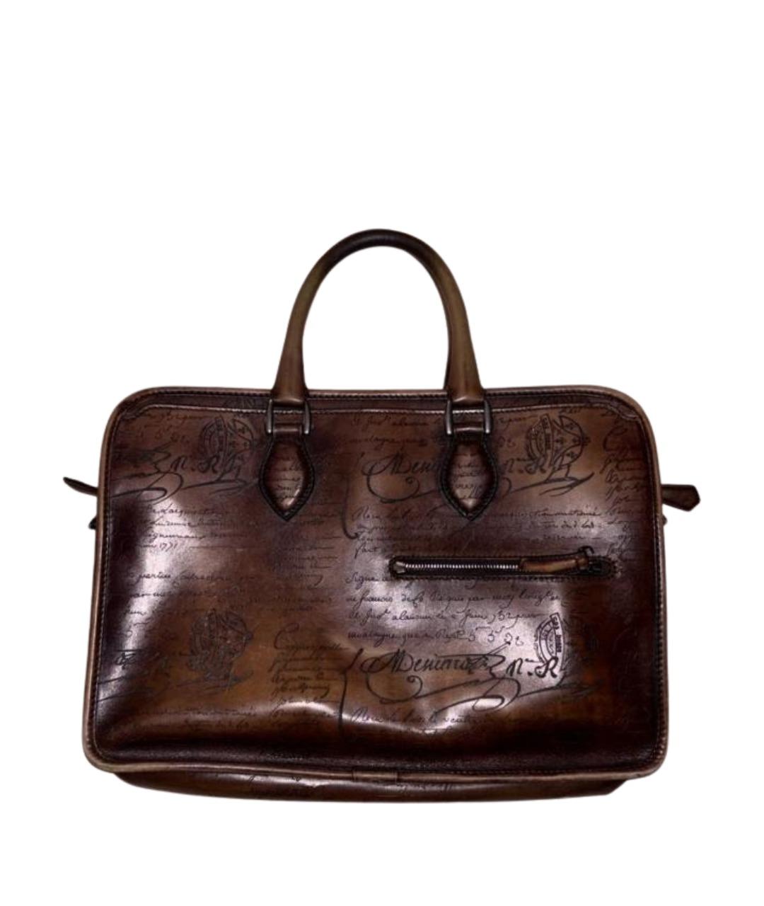 BERLUTI Коричневый портфель из лакированной кожи, фото 1