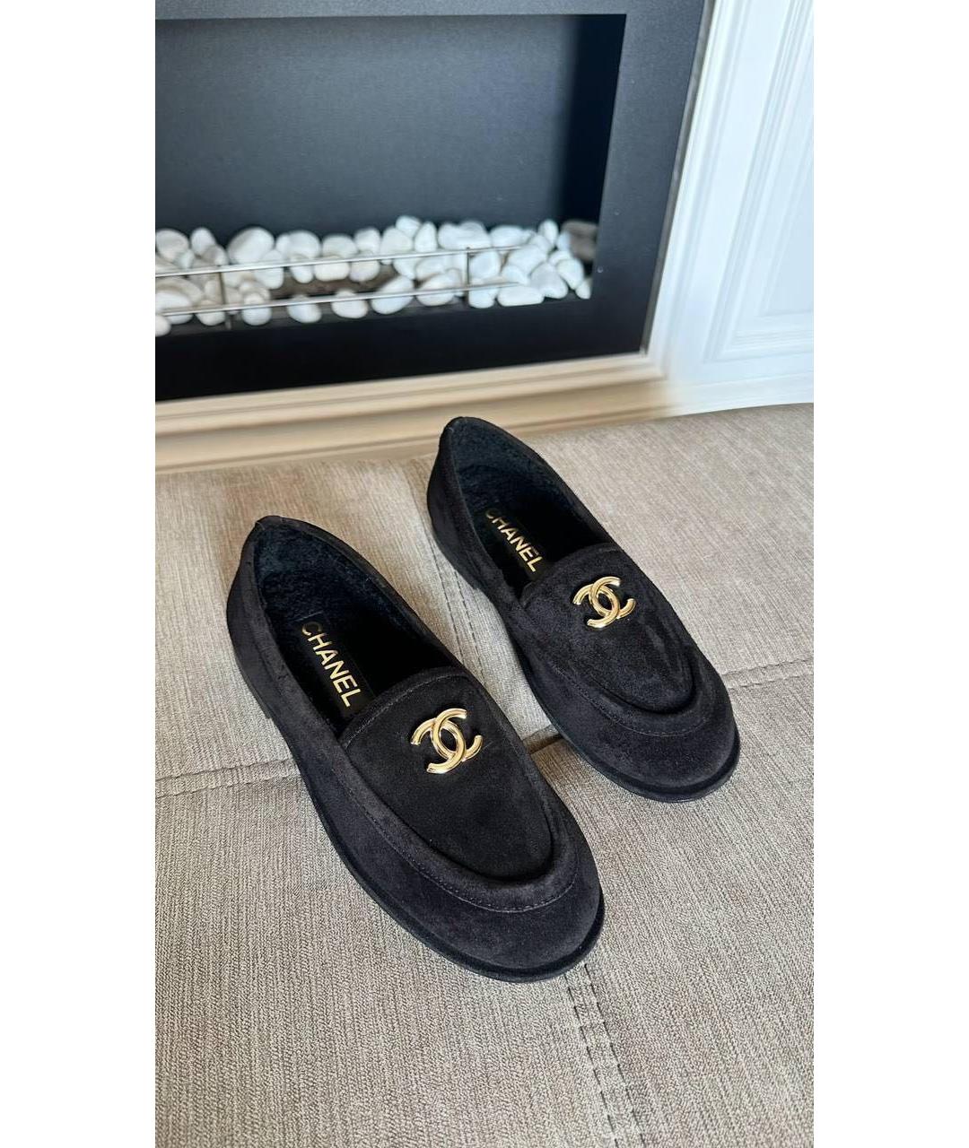 CHANEL Черные замшевые лоферы, фото 2