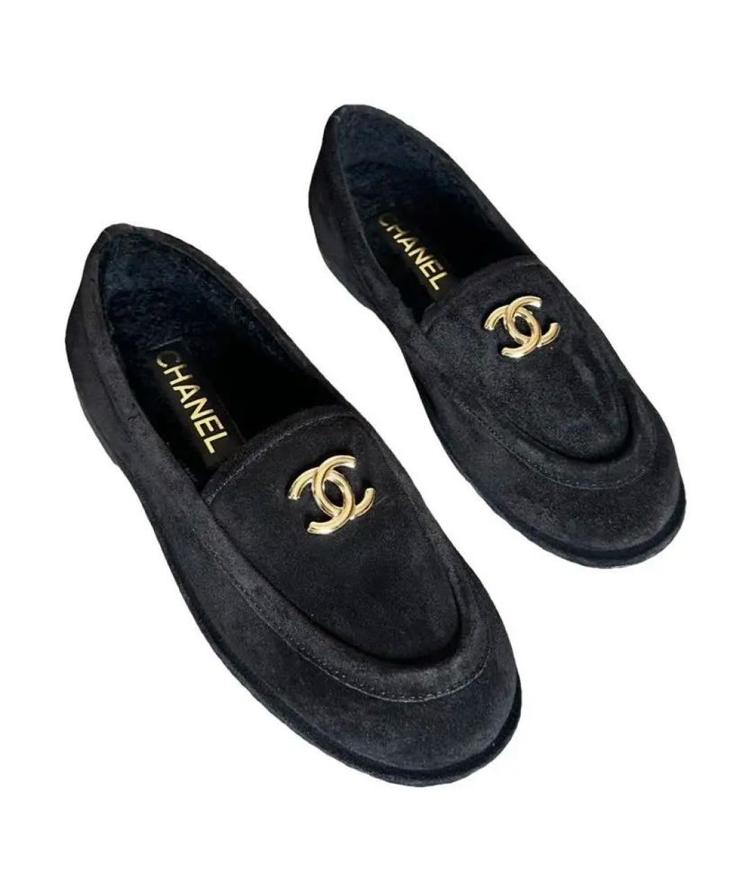 CHANEL Черные замшевые лоферы, фото 5