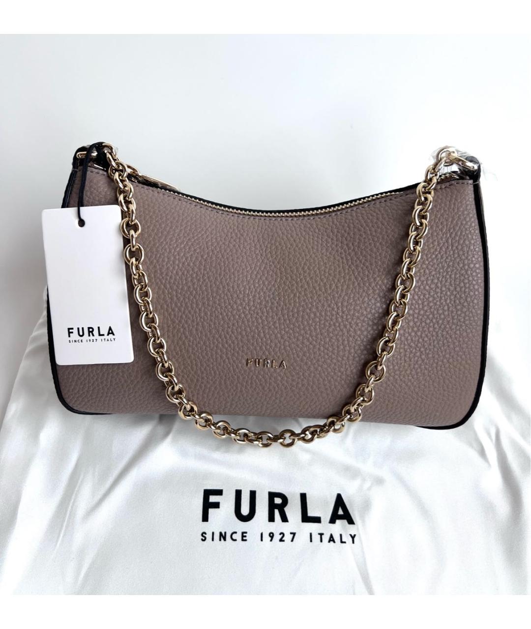 FURLA Бежевая кожаная сумка через плечо, фото 3