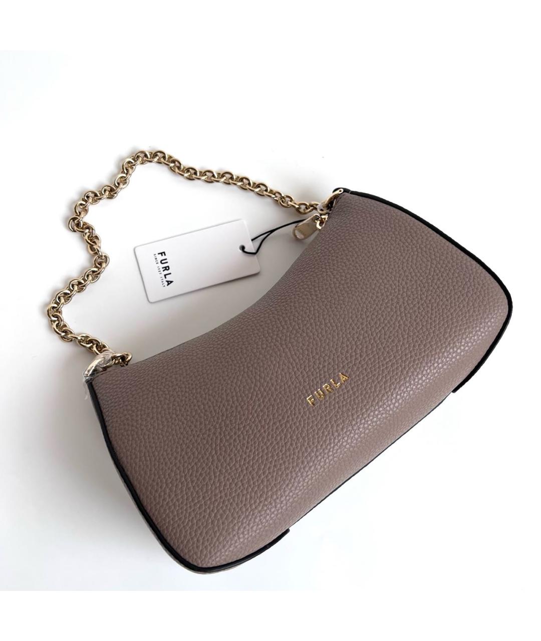 FURLA Бежевая кожаная сумка через плечо, фото 8