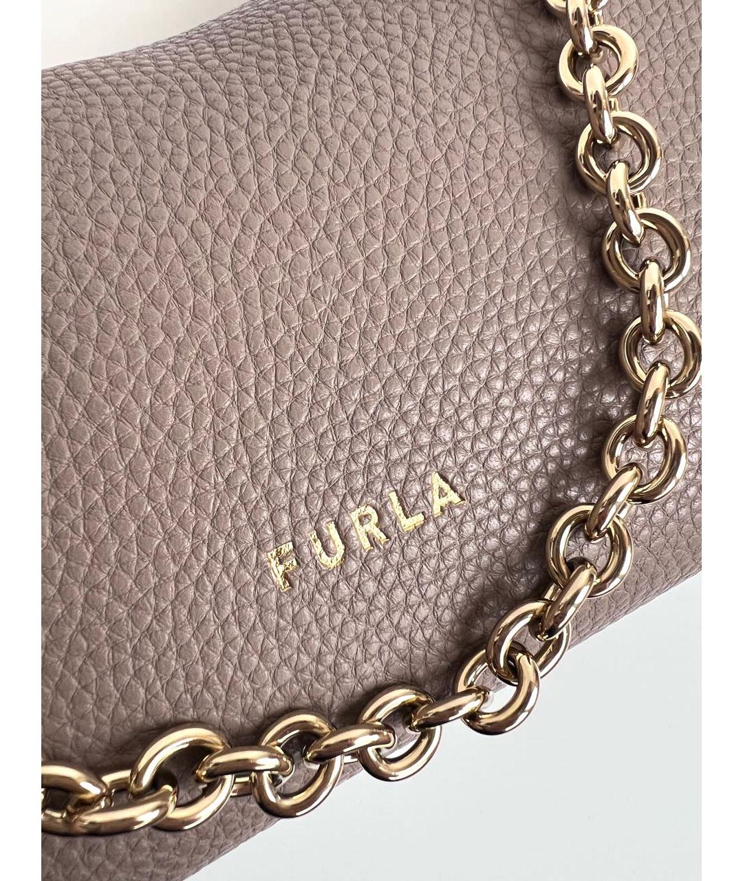 FURLA Бежевая кожаная сумка через плечо, фото 6