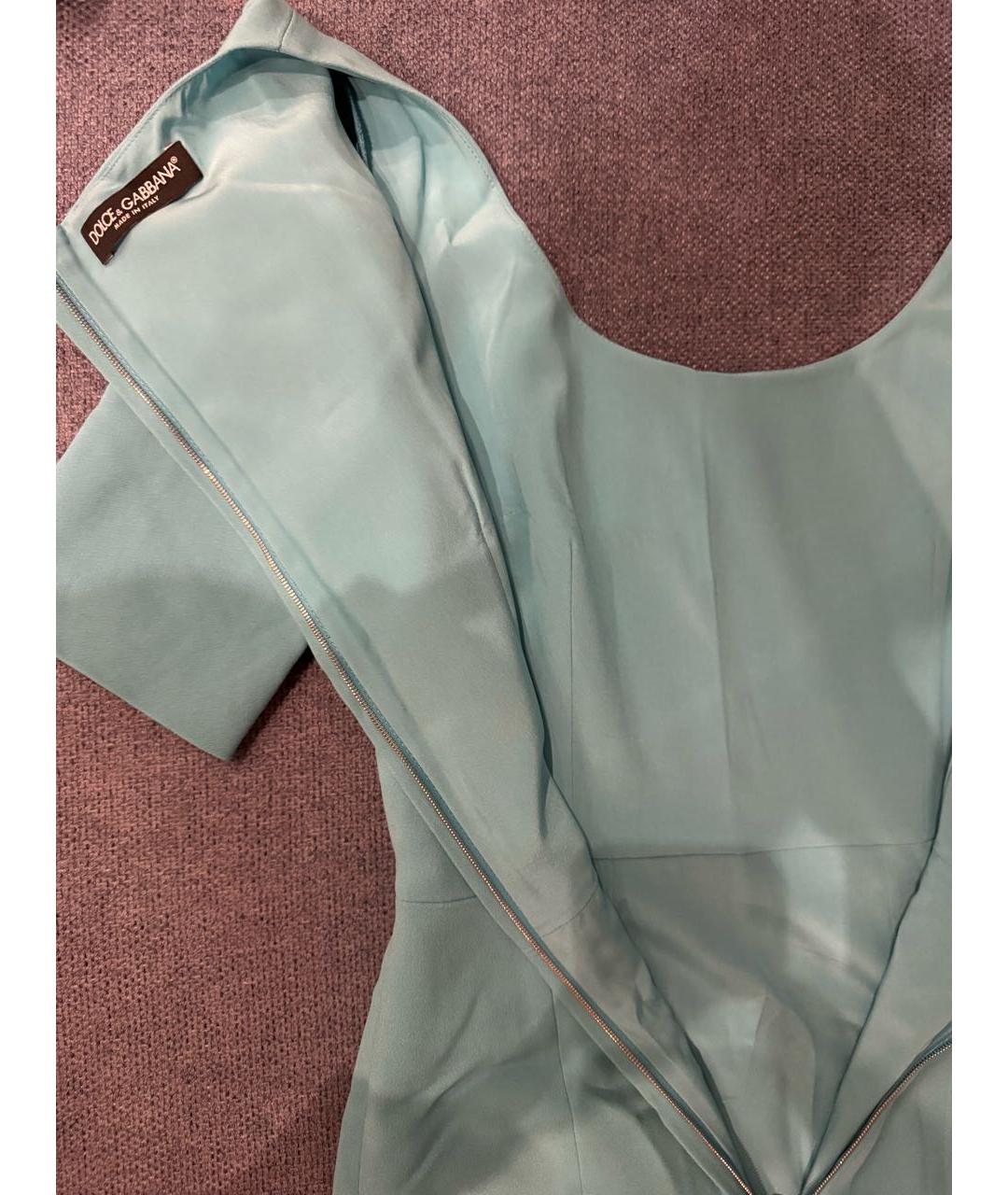 DOLCE&GABBANA Бирюзовое креповое коктейльное платье, фото 4