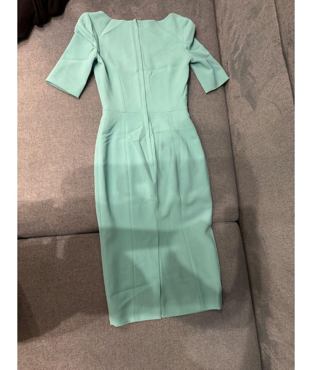 DOLCE&GABBANA Бирюзовое креповое коктейльное платье, фото 2