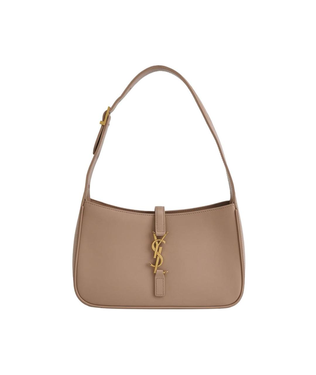 SAINT LAURENT Бежевая кожаная сумка с короткими ручками, фото 1