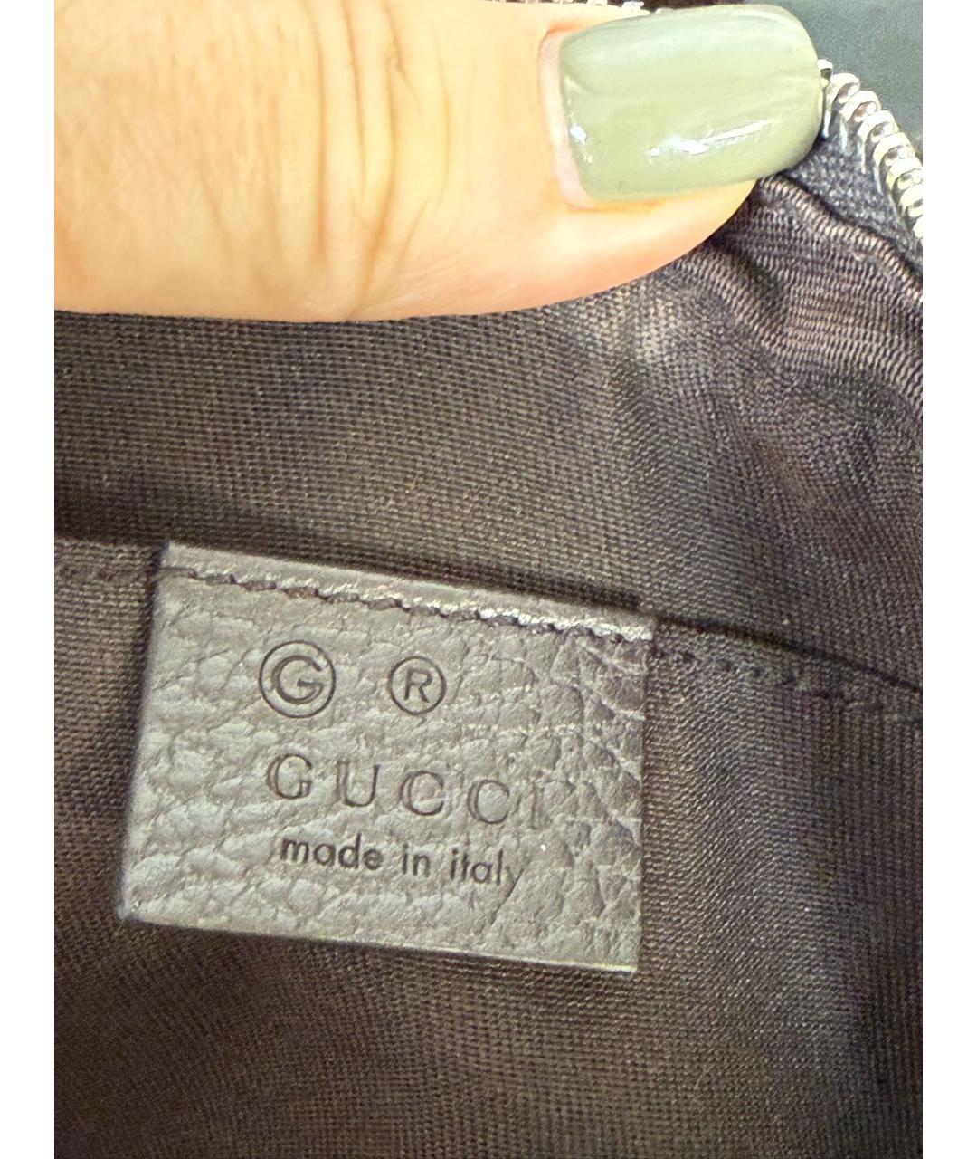 GUCCI Коричневая тканевая поясная сумка, фото 4