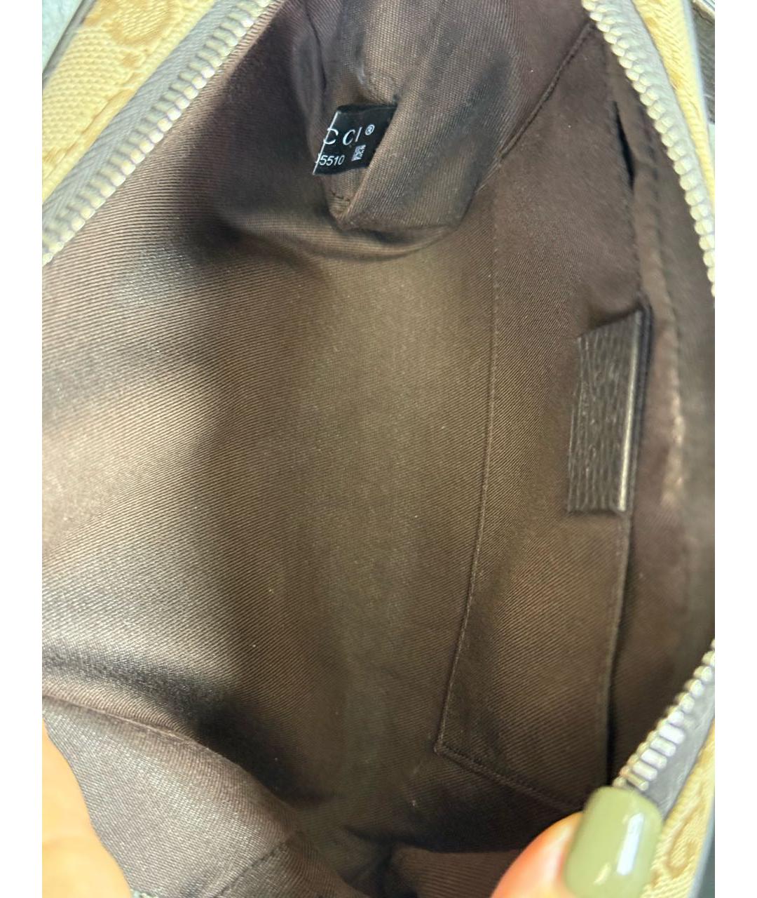 GUCCI Коричневая тканевая поясная сумка, фото 3