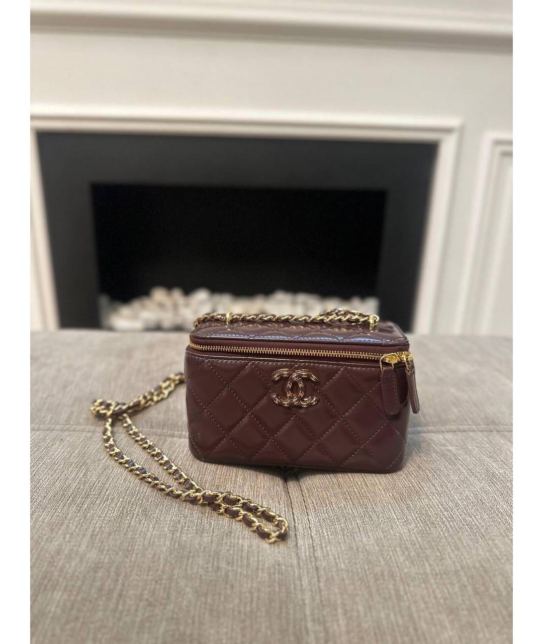 CHANEL Бордовая кожаная сумка через плечо, фото 4