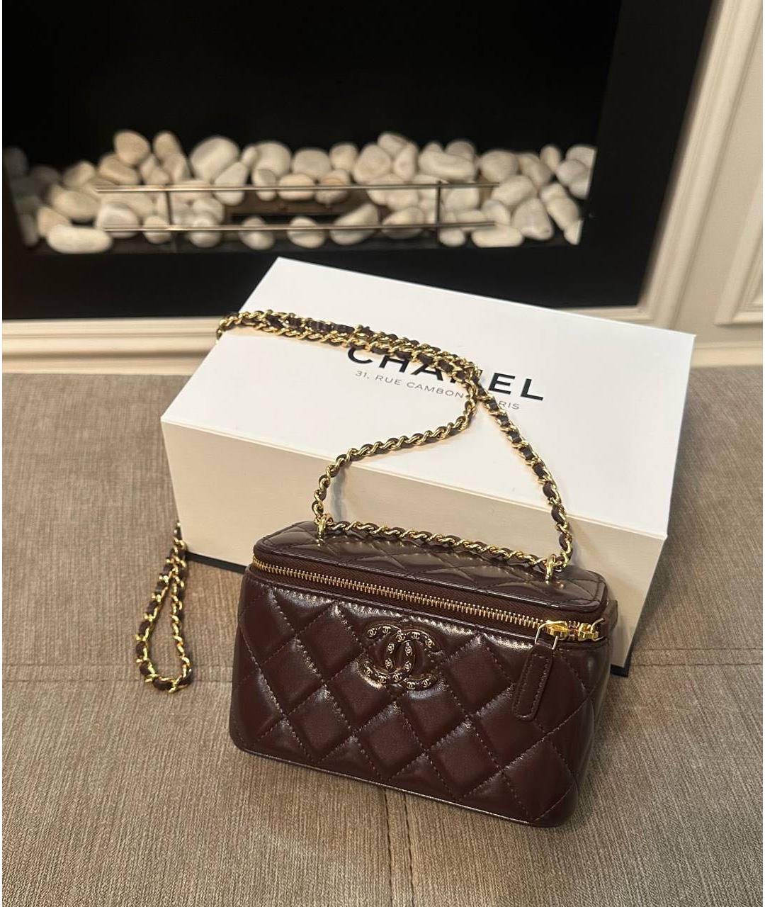 CHANEL Бордовая кожаная сумка через плечо, фото 2