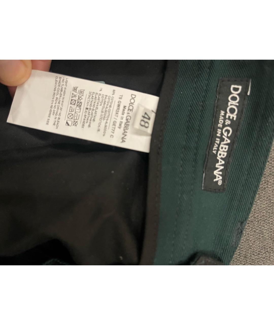 DOLCE&GABBANA Зеленые хлопковые брюки чинос, фото 6