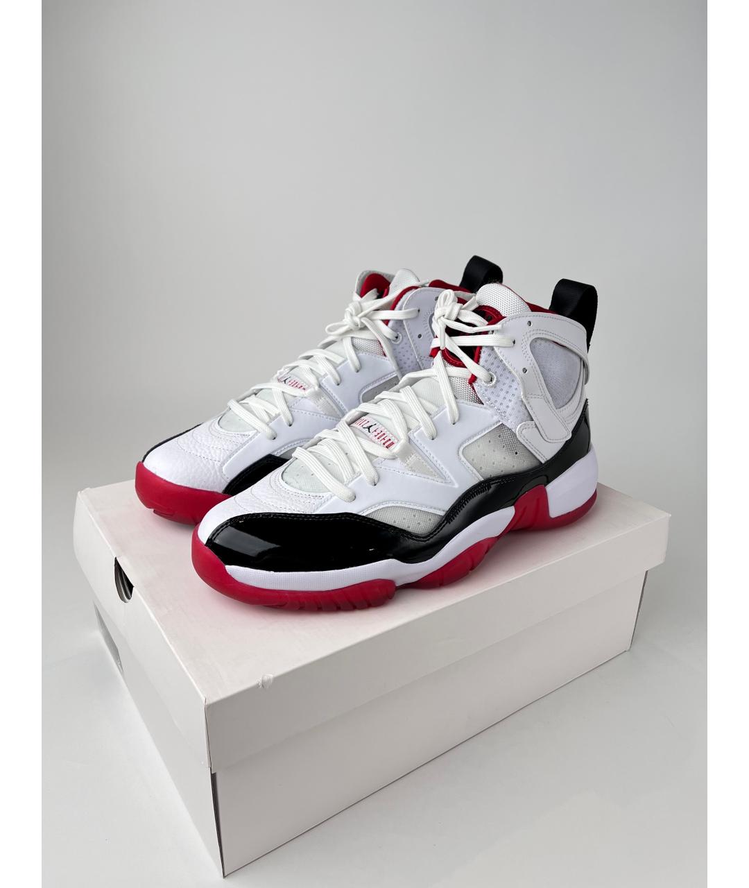 JORDAN Белые кожаные высокие кроссовки / кеды, фото 2