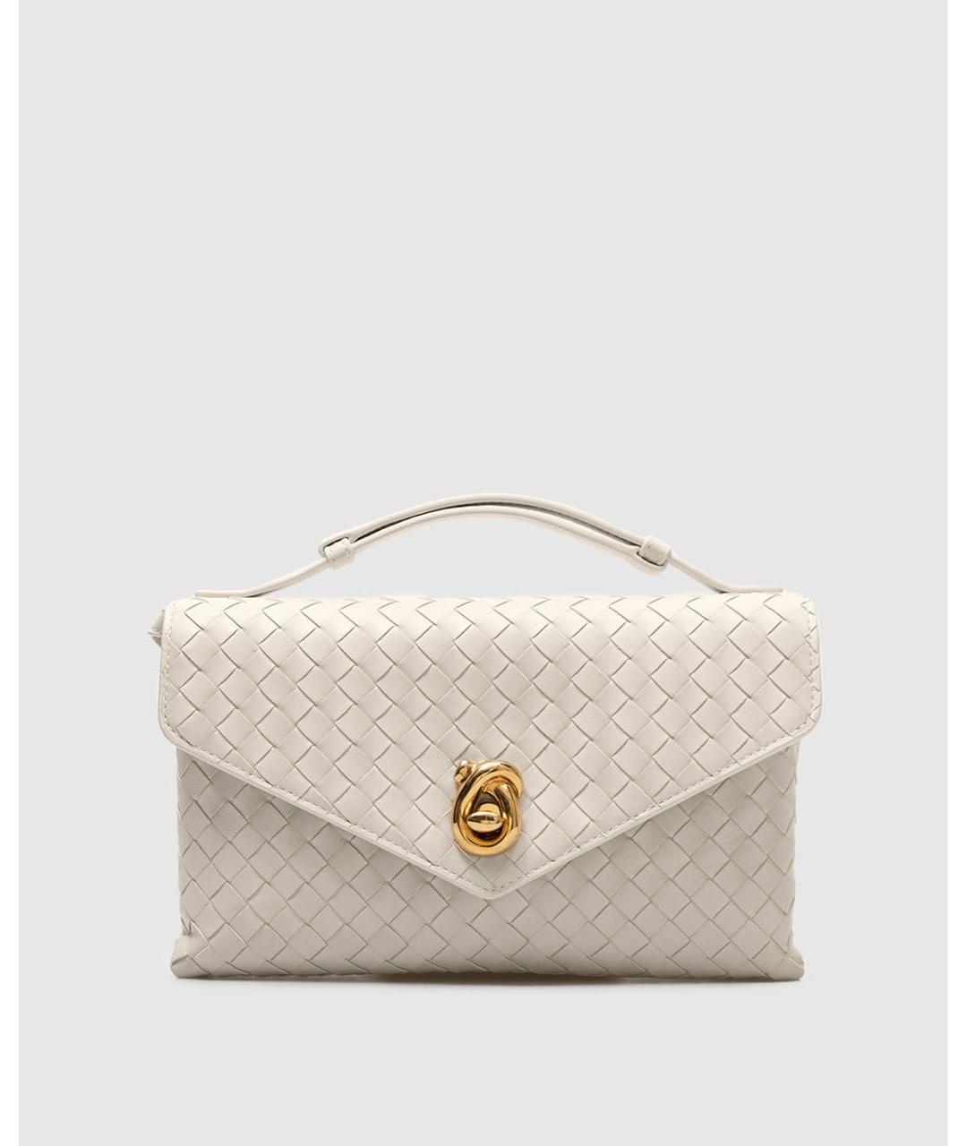 BOTTEGA VENETA Белая кожаная сумка с короткими ручками, фото 3