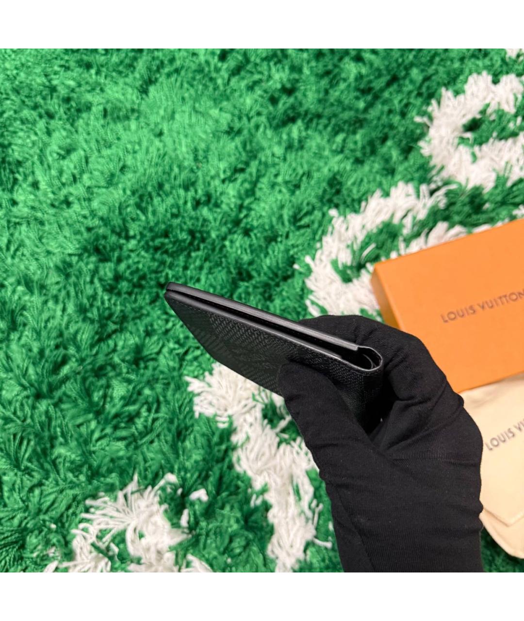 LOUIS VUITTON Антрацитовый кожаный кошелек, фото 6