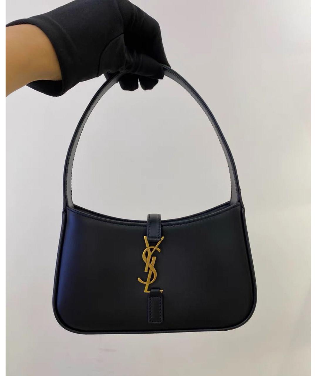 SAINT LAURENT Черная кожаная сумка с короткими ручками, фото 2