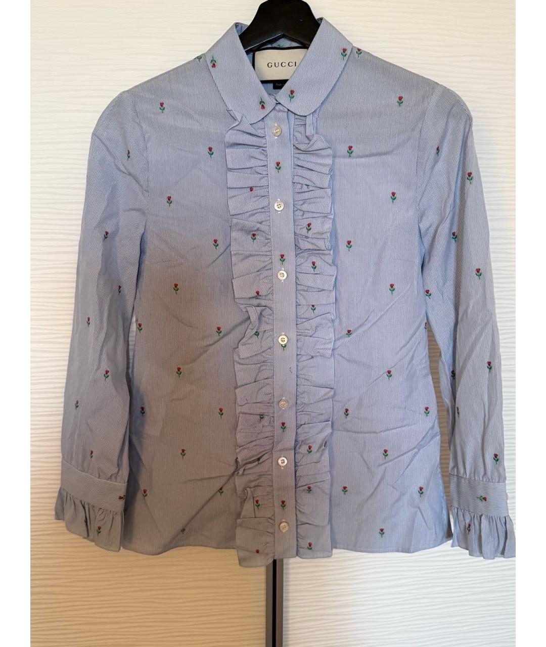 GUCCI Голубая хлопковая рубашка, фото 9