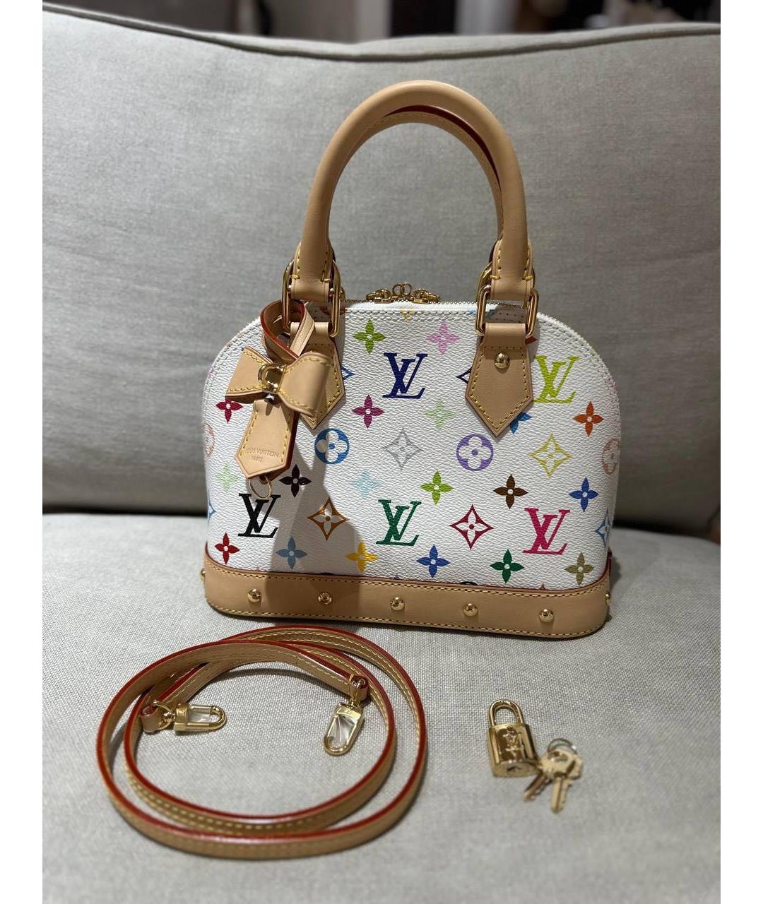 LOUIS VUITTON Белая кожаная сумка с короткими ручками, фото 2