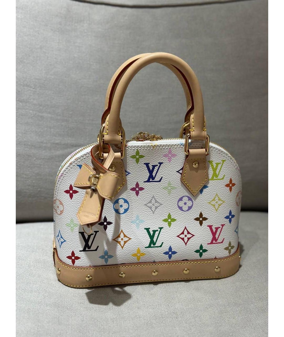 LOUIS VUITTON Белая кожаная сумка с короткими ручками, фото 3