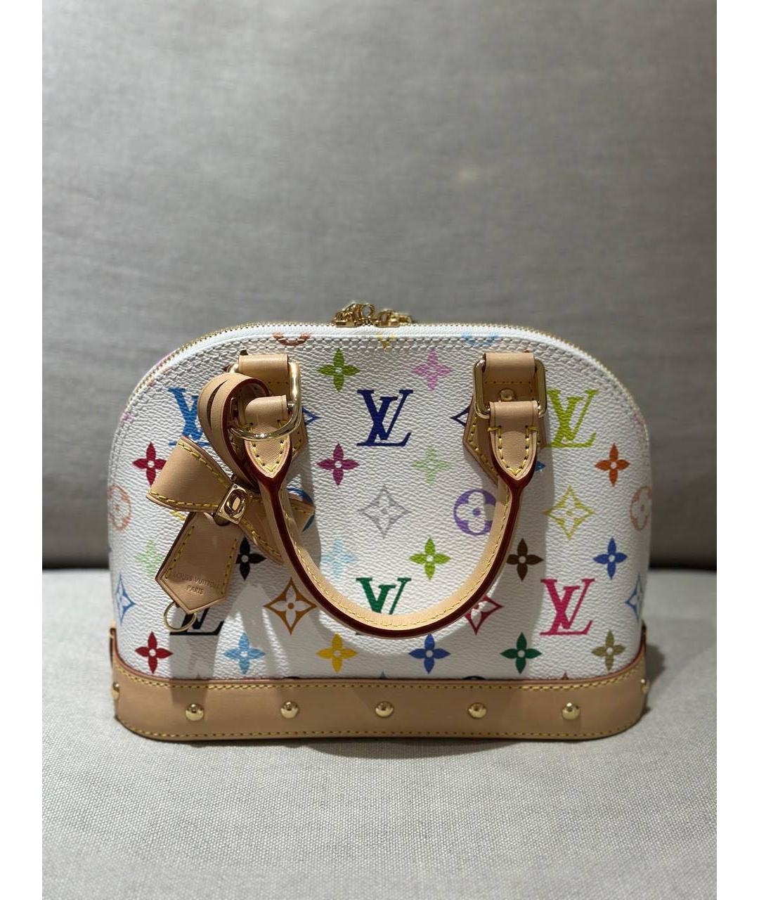 LOUIS VUITTON Белая кожаная сумка с короткими ручками, фото 4